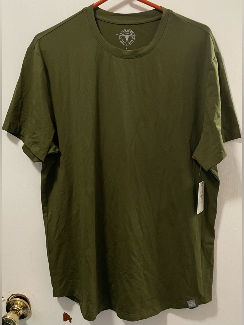 Flag & Anthem Hippie Cowboy Men Olive Green Crew Neck Short Sleeve T-Shirt Large